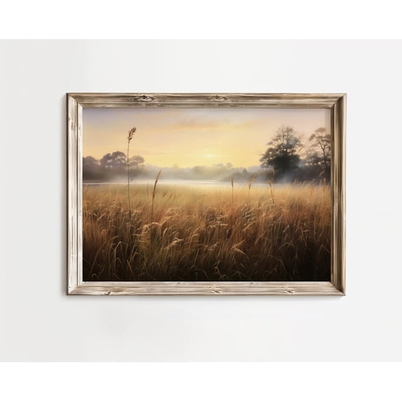 Fall Landscape, Autumn Flower Field Wall Art, Country Farmhouse, Fall Wall Decor, Autumn Vintage Style Unframed Paper Print