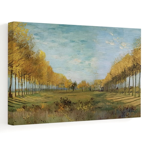 Fall Landscape Canvas Wall Art, Country Vintage Pastoral Farmhouse Yellow Trees Sky Wall Art Prints Artwork Framed Canvas Ready to Hang Art Pictures for Bathroom Bedroom Entry Desk Corner 10" x 8"