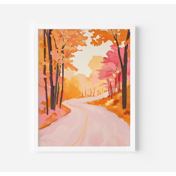 Fall Landscape : Forest Trail Art Print , Nature Autumn Art Poster ...