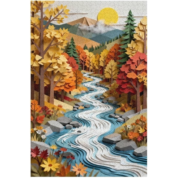 Fall Landscape Puzzles for Adults 1000 Pieces, Autumn Nature Jigsaw Puzzles, Beautiful Forest Art Puzzles 30x20 in