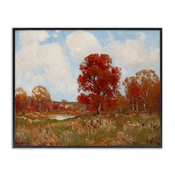Fall Landscape with Red Foliage Black Framed Giclee Art, design by Arlington Prints