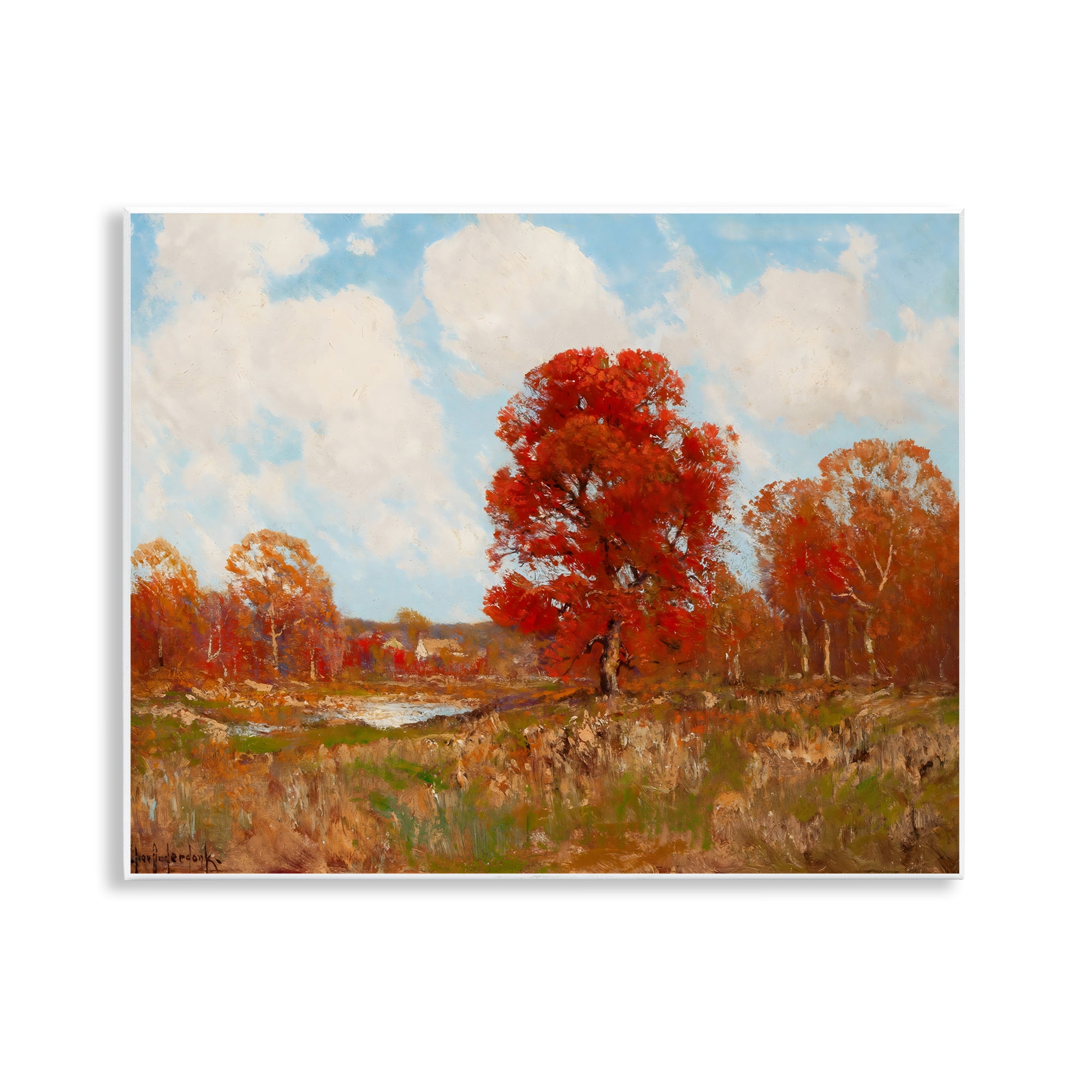 Fall Landscape with Red Foliage Wall Plaque Art, design by Arlington Prints