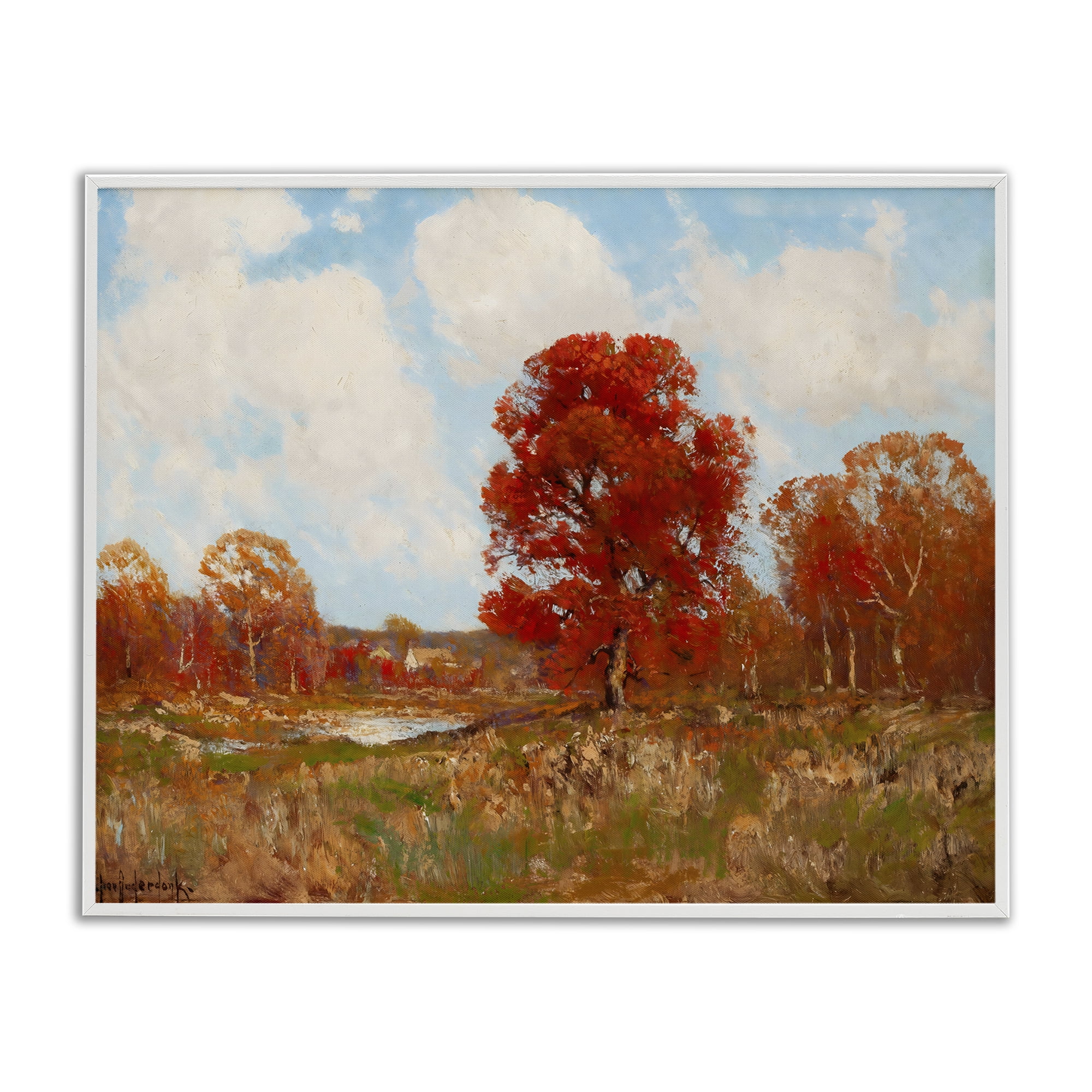 Fall Landscape with Red Foliage White Framed Giclee Art, design by Arlington Prints