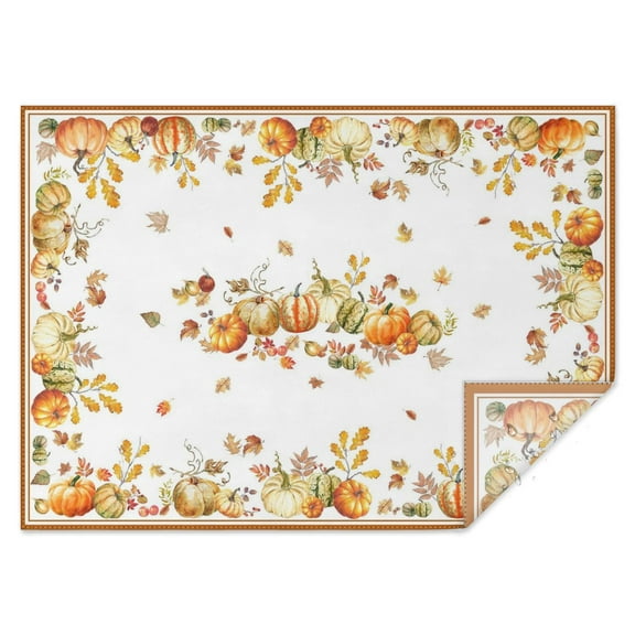 Fall Lantern Pumpkin Table Cloth,Wrinkle Resistant Table Cover with Polyester,Waterproof Reusable Table Cloths for Weeding Birthday Tea Party Decorations (Rectangle,60x84inch)