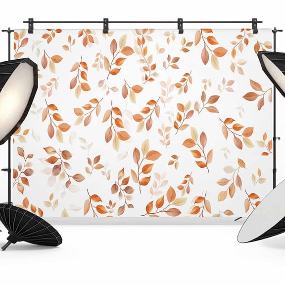 Fall Leaf Backdrop for Photoshoot,Photography Photo Studio Background Wall Backdrop,Retro Autumn Tree Branch Ombre Orange Back Drop Banner Panel for Portraits Wedding Live Streaming Decor 12x8Ft