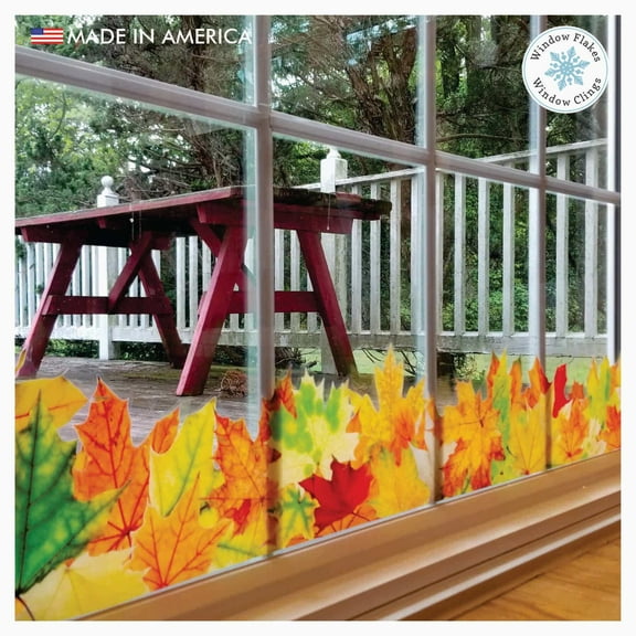 Large Leaf Border Decal Window Cling for Indoor Fall Leaf Decoration. Autumn Home Thanksgiving Decor.