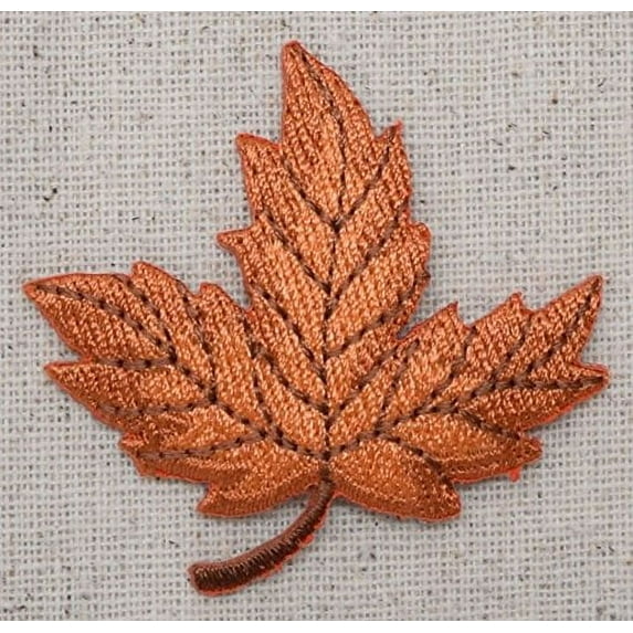 Fall Leaf - Burnt Orange - Iron on Applique - Embroidered Patch