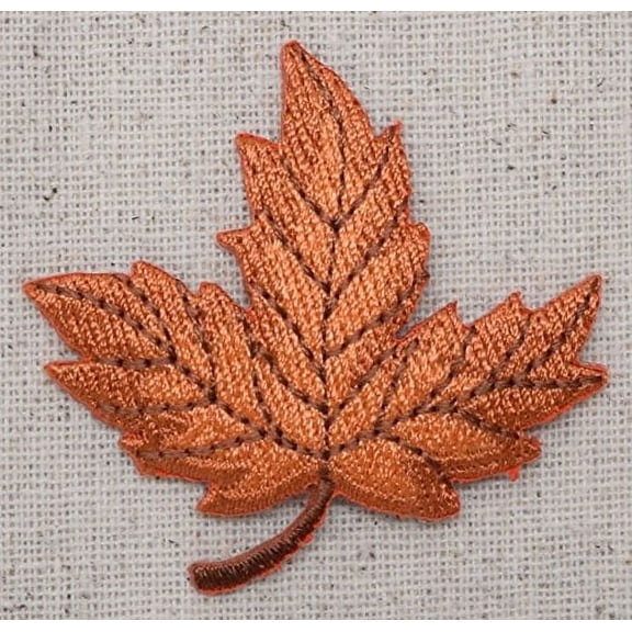 Fall Leaf - Burnt Orange - Iron on Applique - Embroidered Patch
