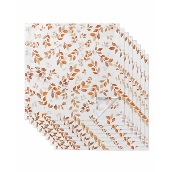 Fall Leaf Cloth Napkins Set of 8 Reusable Dinner Napkins, Retro Autumn Tree Branch Ombre Orange Cocktail Napkin Washable Table Napkins for Wedding/Holiday Party/Baby Shower 20"x20"