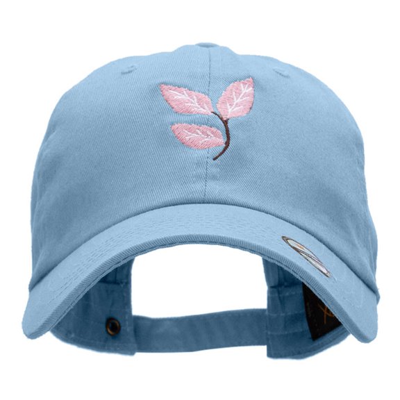 Fall Leaf Embroidered Unstructured Cotton Twill Washed Cap - Blue OSFM