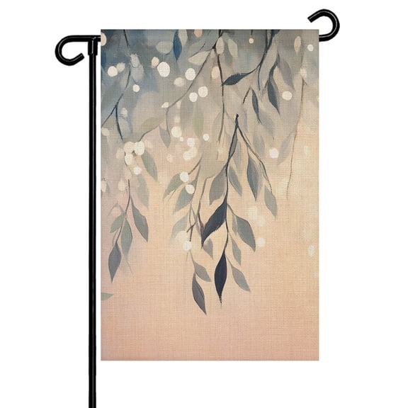 Fall Leaf Garden Flag 12x18 Inch Watercolor Vintage Black Leaves Plant Linen Texture Double Sided Small Decorative Garden Flags for Outside, Outdoor Yard Porch Lawn Decoration