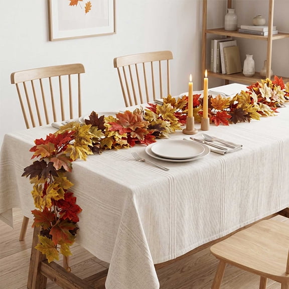 Fall Leaf Garland 68.9 Inch - Artificial Autumn Maple Vine with Yellow Orange Red Brown for Mantel Staircase Doorway Thanksgiving Decor