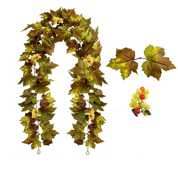 Fall Leaf Garland 69 Inch Artificial Grape Vine Foliage Autumn Decor for Home Porch Indoor Outdoor Halloween Thanksgiving Hanging Wall Decoration 1 Pack