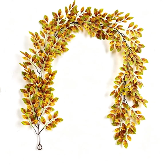 Fall Leaf Garland - 6ft Artificial Fall Foliage Garland Autumn Decoration for Home Wedding Halloween Party Thanksgiving