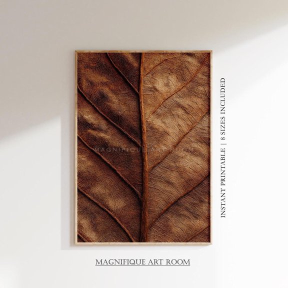 Fall Leaf Poster Wall Art, Rustic Botanical Leaf Poster, Minimalist Abstract Autumn Cottagecore Decor F56, Size 12x18 UNFFRAMED F03.1.7l2352