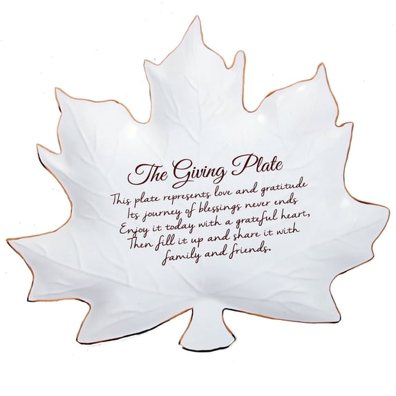 Fall Leaf Shaped Giving Plate 9 Inch Gold Trimmed Ceramic Serving Platter