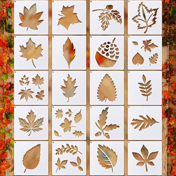 Fall Leaf Stencils 20 Pack Reusable Pet Autumn Painting Templates for Diy Crafts Thanksgiving Home Fall Decorations