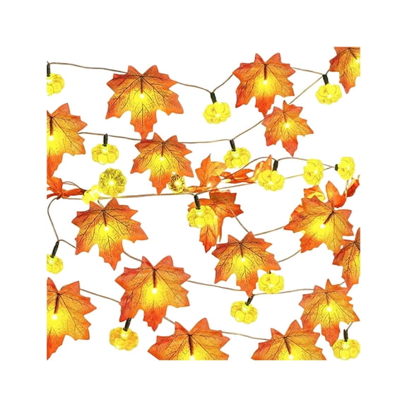 Fall Leaf String Lights LED Hanging Decor – 3m Plug-In Maple Fairy Lights with Warm Glow for Autumn Home & Party Decoration Maple