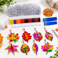 Fall Craft Fall Leaf Suncatcher DIY Craft Kit, 32 Set Fall Art Craft Project for ...