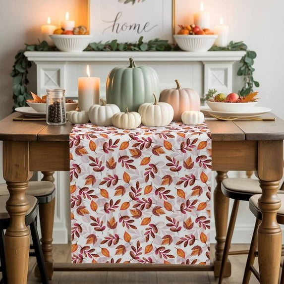 Fall Leaf Table Runner, Autumn Thanksgiving Kitchen Dining Table Decoration for Home Party Decor 13x36 Inches