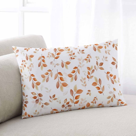 Fall Leaf Throw Pillow Cover, Pillowcase Protectors with Zipper, Breathable Decorative Lumbar Pillow Case Cover, Retro Autumn Tree Branch Ombre Orange Pillow Shams for Couch Sofa 12x20Inch