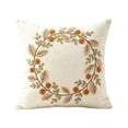 thumbnail image 1 of Fall Leaf Wreath Embroidered Throw Pillow Cover Thanksgiving Sofa Decor, 1 of 5