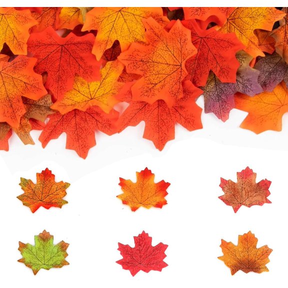 Fall Leaves 100 count Artificial Maple Leaves Decor Fall Leaves for Scrapbooking Wedding Party Decorations