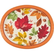 Fall Leaves 12-inch Oval Paper Plates 8 Per Pack