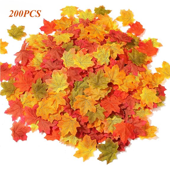 Fall Leaves 200pcs Artificial Autumn Maple Leaves Thanksgiving Decorations3.152.8in