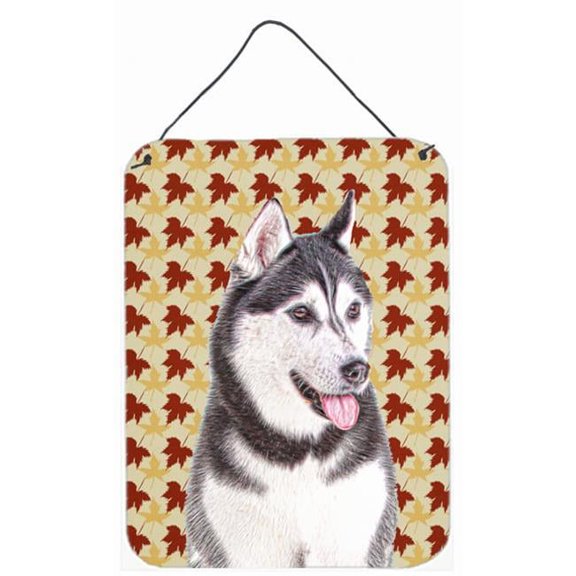 Fall Leaves Alaskan Malamute Aluminium Metal Wall or Door Hanging Prints