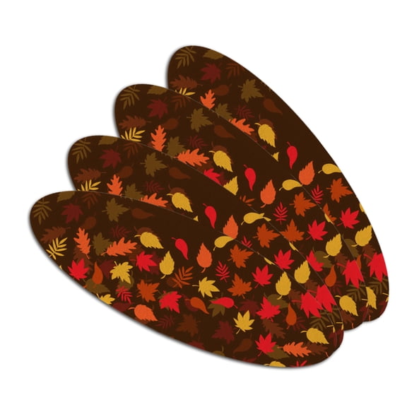 Fall Leaves Autumn Double-Sided Oval Nail File Emery Board Set 4 Pack