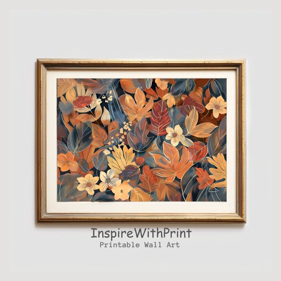 Fall Leaves , Autumn Foliage Art Poster Printable Fall Decor, Fall Botanical Poster Autumn Wall Art Decor, Farmhouse Wall Art, Size 12x18 UNFFRAMED F03.1.6l357