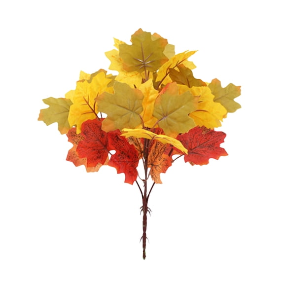 Fall Leaves,Autumn Leaves,Fall Stems,Artificial Fall Maple Leaves Stem,Faux Foliage For Table Centerpiece,Thanksgiving Fireplace Halloween Decor, Orange Red