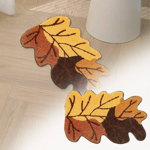 Fall Leaves Bath Mat 23.6x35.4in, Soft and Absorbent Tufted Cozy Fall Bathroom Rug Non Slip Washable, Autumn Thanksgiving Halloween Bathroom Decor Rug Holiday Decorations
