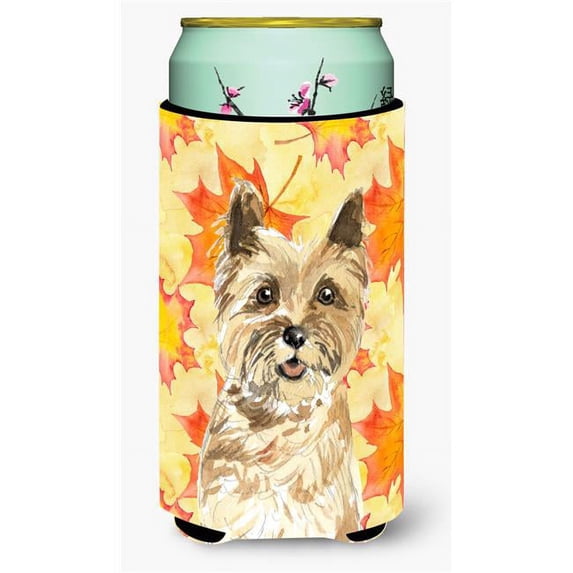 Fall Leaves Cairn Terrier Tall Boy Beverage Insulator Hugger