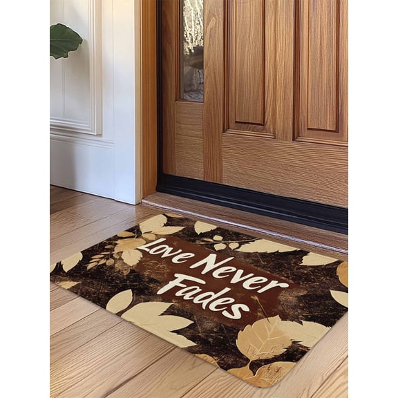 Fall Leaves Door Mat Indoor Outdoor Entrance, Non Slip Small Rug for Kitchen Bathroom Entryway Rug, Brown Beige Leaf Washable Doormat Floor Mat for Office Home Decor 18x30 Inch