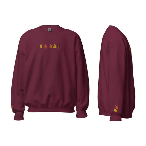 Fall Leaves Embroidered Crewneck