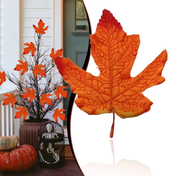 Fall Leaves, Fake Fall Leaves Autumn Maple Leafs, Fall Leaves for Crafts, Artificial Faux Fall Foliage,Fall Party Table Wedding Decor, Fall and Thanksgiving Decorations