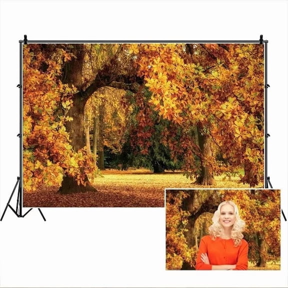 Fall Leaves Forest Backdrop Autumn Maple Leaves Foliage Party Natural Landscape Photography Background Fall Wedding Bridal Shower Decor for Birthday Outdoor Photo Props