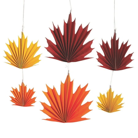 Fall Leaves Hanging Decorations, Party Decor, Thanksgiving, 6 Pieces