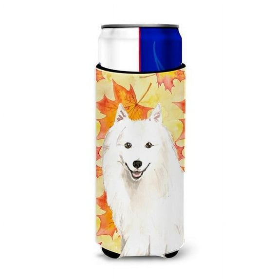 Fall Leaves Japanese Spitz Michelob Ultra Hugger for Slim Cans