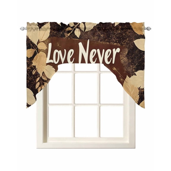 Fall Leaves Kitchen Swag Valances for Windows, Brown Beige Leaf Swag Valances Curtains for Living Room, Rod Pocket Window Treatments for Bathroom, Bedroom, Cafe, 56"x36"