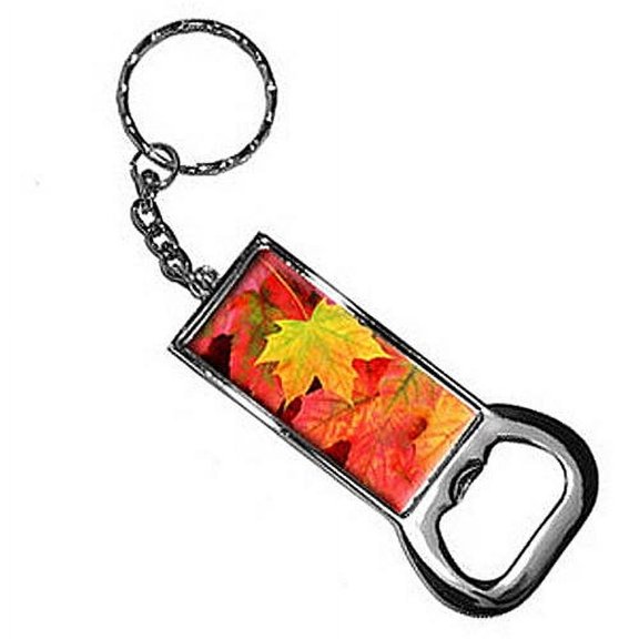 Fall Leaves Leaf Keychain Key Chain Ring Bottle Bottlecap Opener