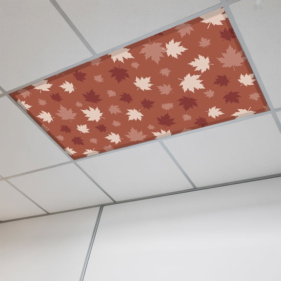 Fall Leaves Magnetic Fluorescent Light Covers for Ceiling Lights 2x4 Ft,Thanksgiving Autumn Harvest Maple Red Brown Office Kitchen Drop Ceiling Light Covers Lighting Filters Shade Panel 1 Pack