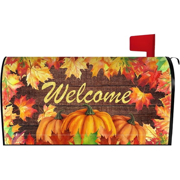 Fall Leaves Mailbox Covers Magnetic Fall Thanksgiving Mailbox Cover Autumn Post Letter Box Cover for Garden Yard Decor 21x18 Inch