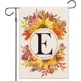 thumbnail image 1 of Fall Leaves Monogram Letter E Garden Flag Pumpkin Sunflower Double Sided Clearance Outside Family Last Name Initial Yard Decoration Outdoor Porch Decor (E), 1 of 5