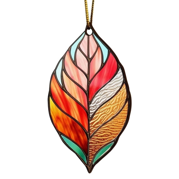 Fall Leaves Ornaments,2D Acrylic Maple Leaves Window Hanging Decor Fall Ornaments,Colorful Acrylic Hanging Decor Fall Leaves Ornaments for Small Tree, Window, Autumn Home Decoration,G