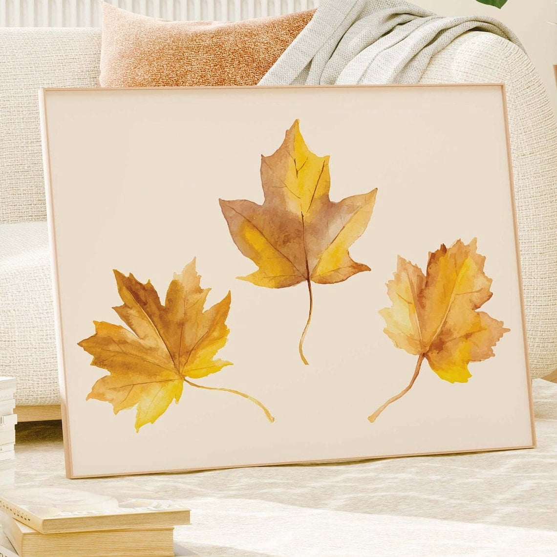 Fall Leaves Print, Art, Thanksgiving Wall Art, Friendsgiving Poster ...