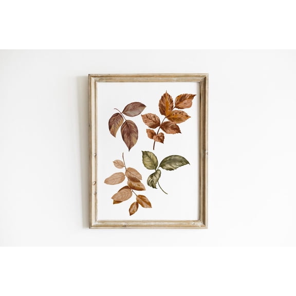 Fall Leaves Print, Rustic Autumn Botanical Decor, 9X12 Jpeg & Pdf Home Decor #2765, Stretched Canvas Size 8x12