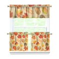 thumbnail image 1 of Fall Leaves Pumpkin Pattern Kitchen Curtains Set - Thanksgiving Harvest Season Rustic Autumn Decor Rod Pocket Panels, 1 of 6